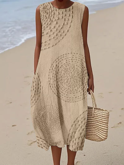 Maelle | Sleeveless Long Dress with Textured Pattern