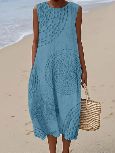 Maelle | Sleeveless Long Dress with Textured Pattern