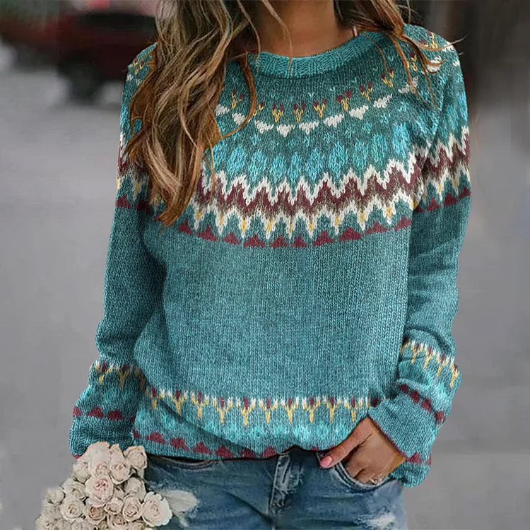 Chloe | Retro Wave Pattern Sweater