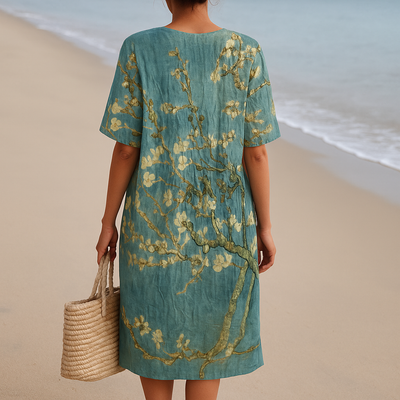 ALMONDE | Blue-green floral print dress