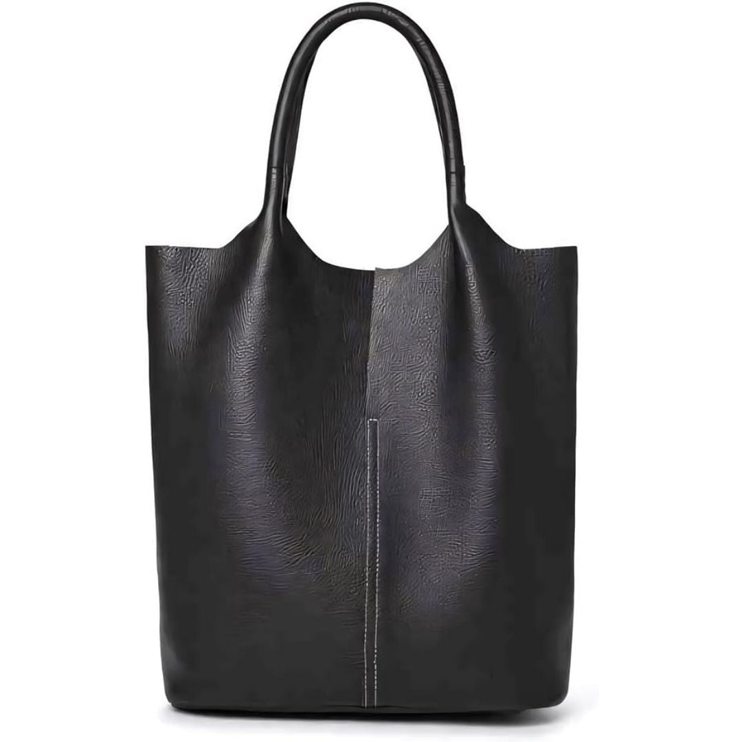 Mel – Luxurious light blue leather effect bucket bag