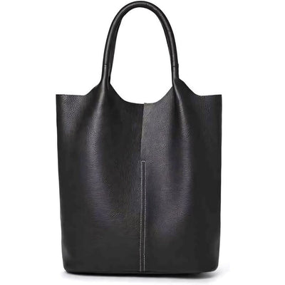 Mel – Luxurious light blue leather effect bucket bag