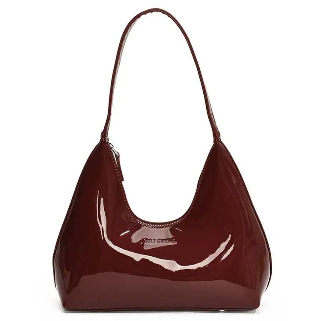 Emerald – Elegant burgundy shoulder bag with a patent finish