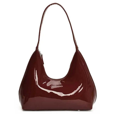 Emerald – Elegant burgundy shoulder bag with a patent finish