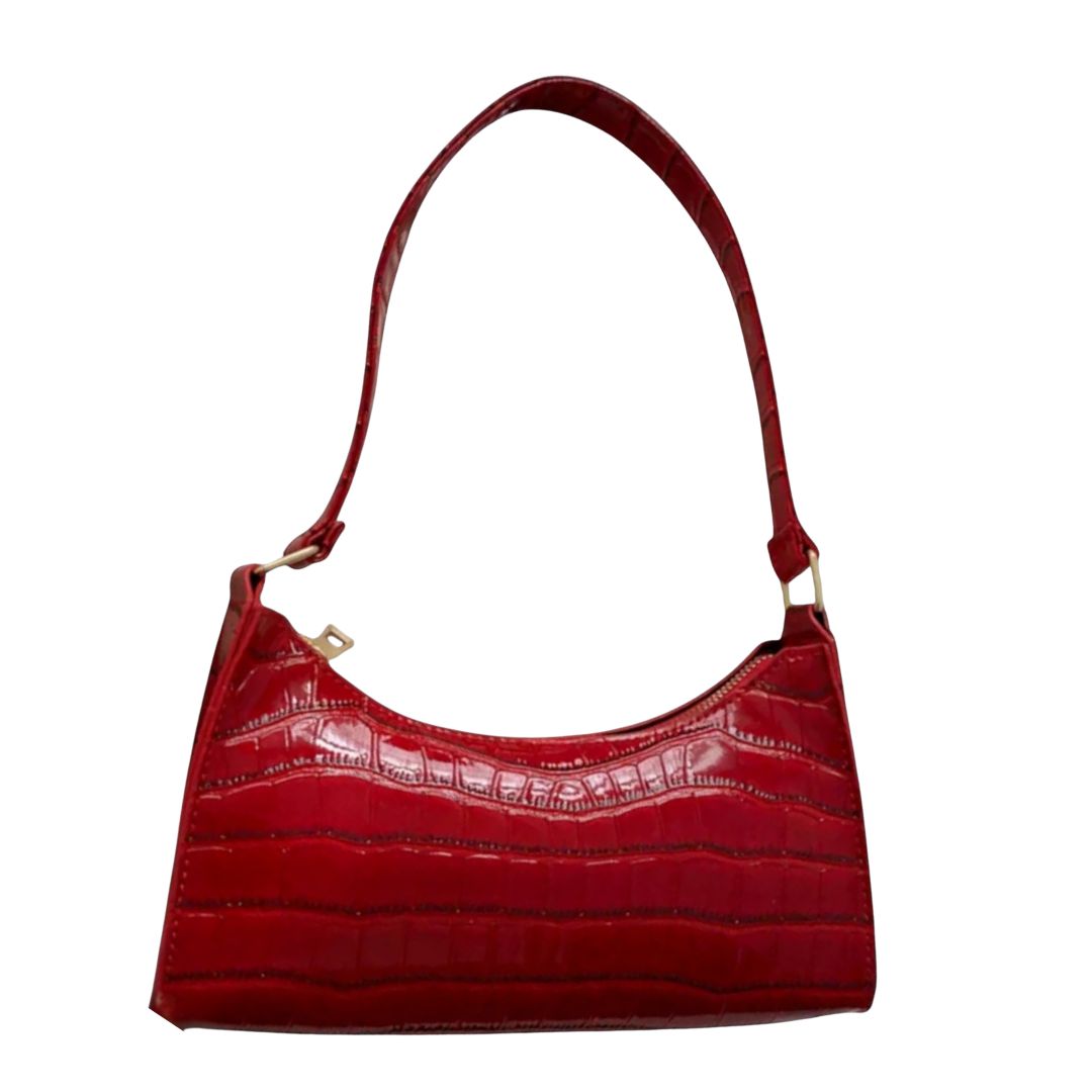 Georgina | A shiny shoulder bag with an alligator pattern