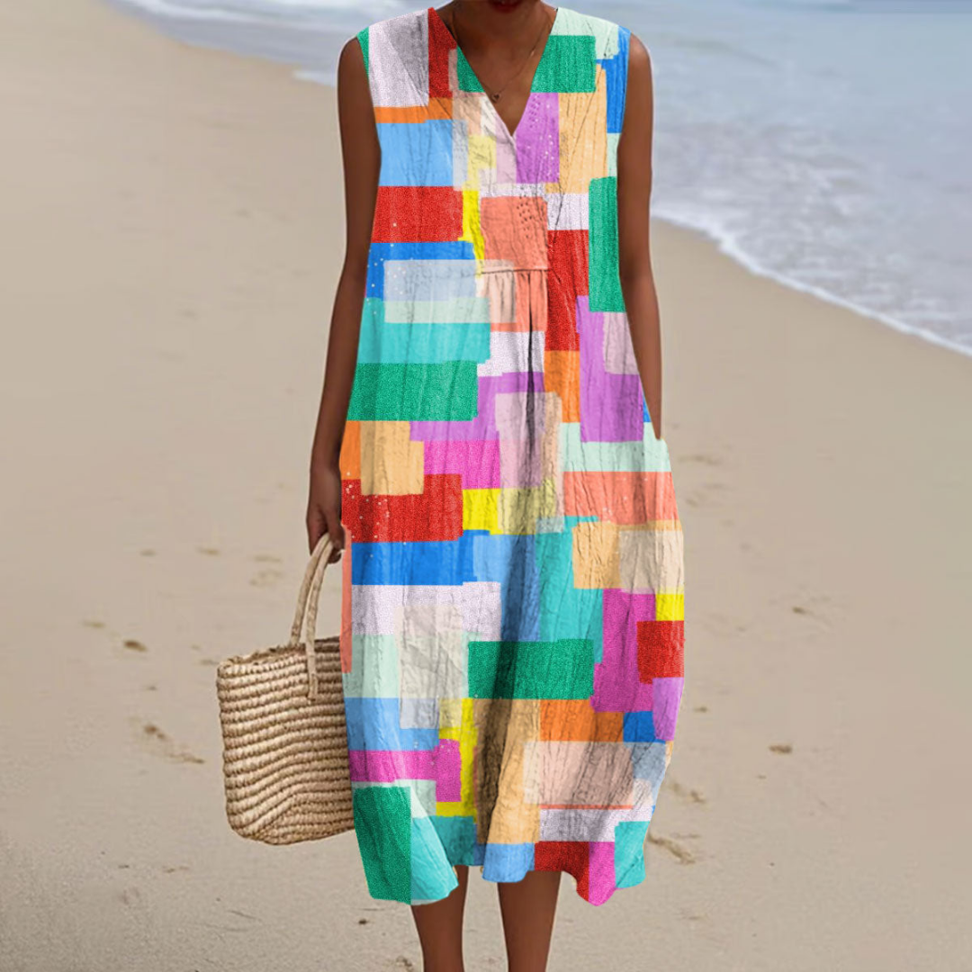 Maëva | Multicolored patchwork dress