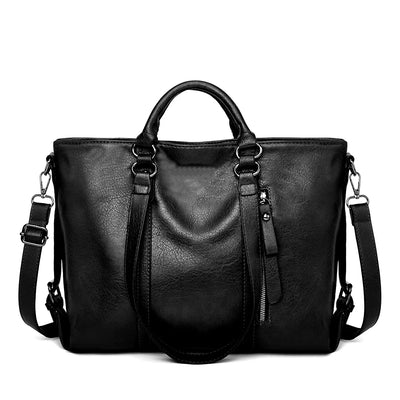 Navy | Stylish Large Leather Shoulder Bag