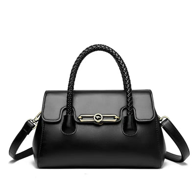 Amara™ – Classic Handbag with Braided Handle and Gold Details