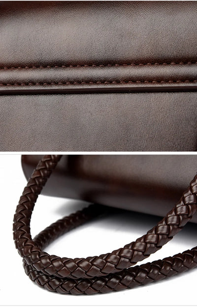 Amara™ – Classic Handbag with Braided Handle and Gold Details