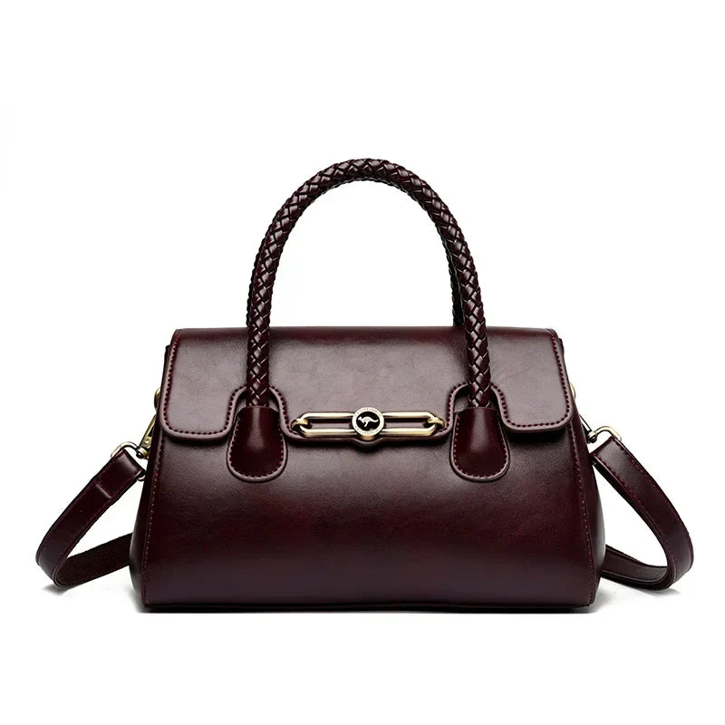 Amara™ – Classic Handbag with Braided Handle and Gold Details
