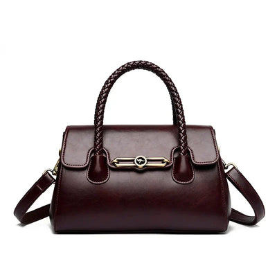 Amara™ – Classic Handbag with Braided Handle and Gold Details