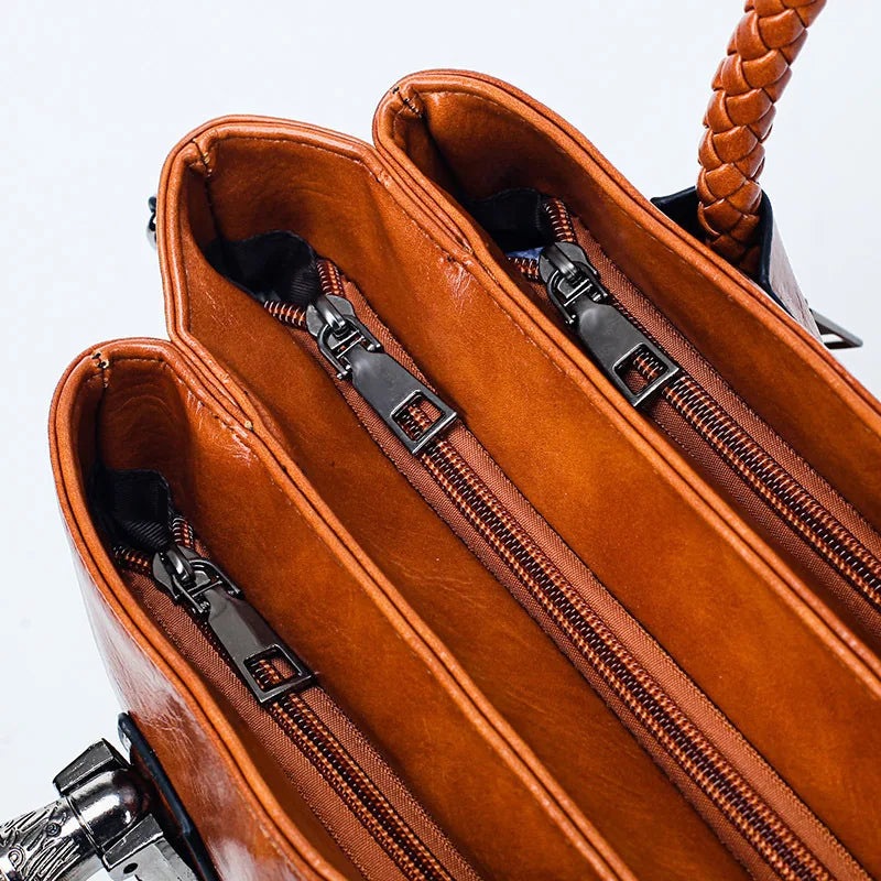 Ivy | Stylish leather bag with woven handles