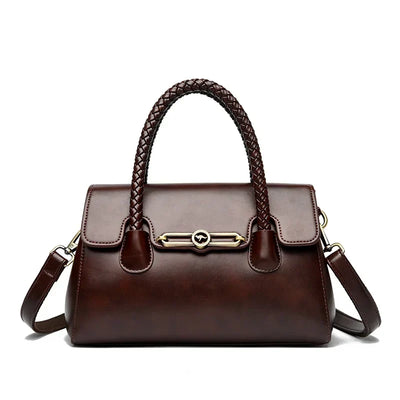 Amara™ – Classic Handbag with Braided Handle and Gold Details