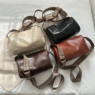 Raina™ |Vintage Leather Crossbody Bag with Woven Adjustable Strap