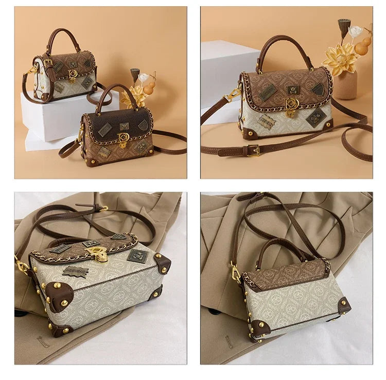 Camryn Retro shoulder bag with monogram and gold accents