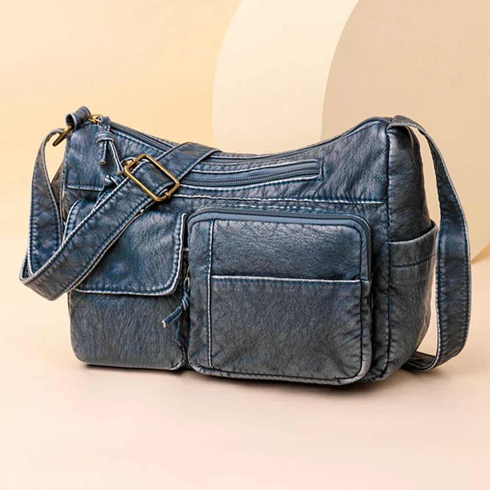 Liana |Vintage Leather Shoulder Bag with Multiple Pockets