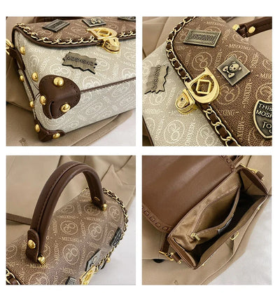 Camryn Retro shoulder bag with monogram and gold accents