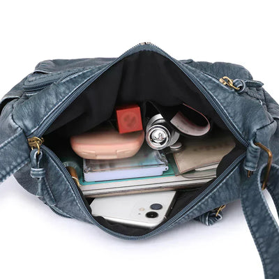 Liana |Vintage Leather Shoulder Bag with Multiple Pockets