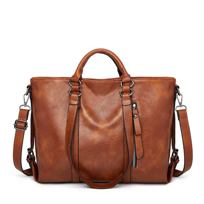 Navy | Stylish Large Leather Shoulder Bag