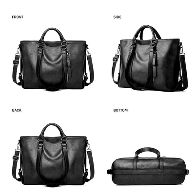 Navy | Stylish Large Leather Shoulder Bag