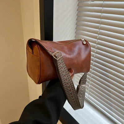 Raina™ |Vintage Leather Crossbody Bag with Woven Adjustable Strap