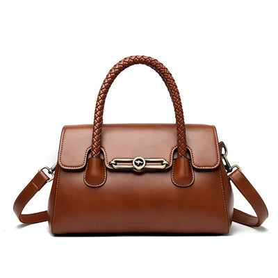 Amara™ – Classic Handbag with Braided Handle and Gold Details
