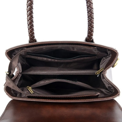 Amara™ – Classic Handbag with Braided Handle and Gold Details