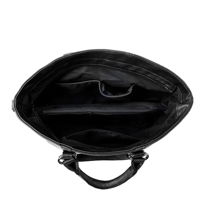 Navy | Stylish Large Leather Shoulder Bag