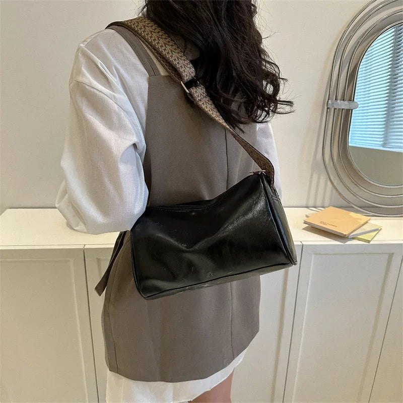 Raina™ |Vintage Leather Crossbody Bag with Woven Adjustable Strap