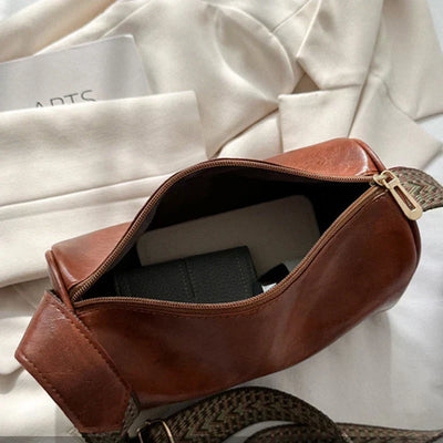 Raina™ |Vintage Leather Crossbody Bag with Woven Adjustable Strap