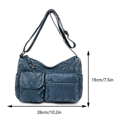 Liana |Vintage Leather Shoulder Bag with Multiple Pockets