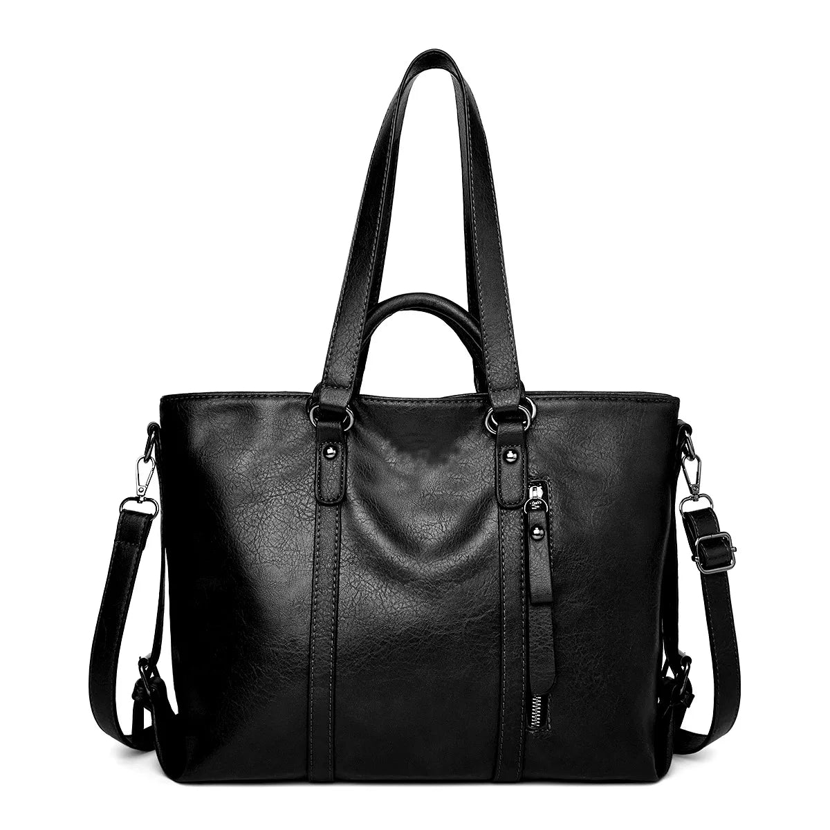 Navy | Stylish Large Leather Shoulder Bag