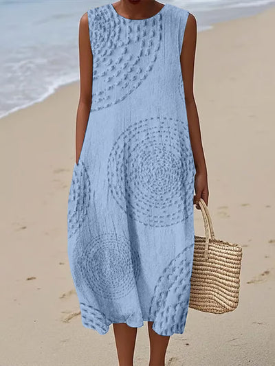 Maelle | Sleeveless Long Dress with Textured Pattern