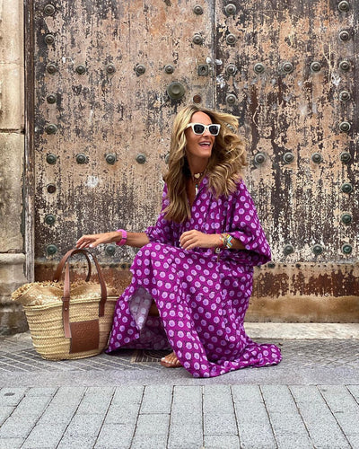 Maya | Purple floral print maxi dress
